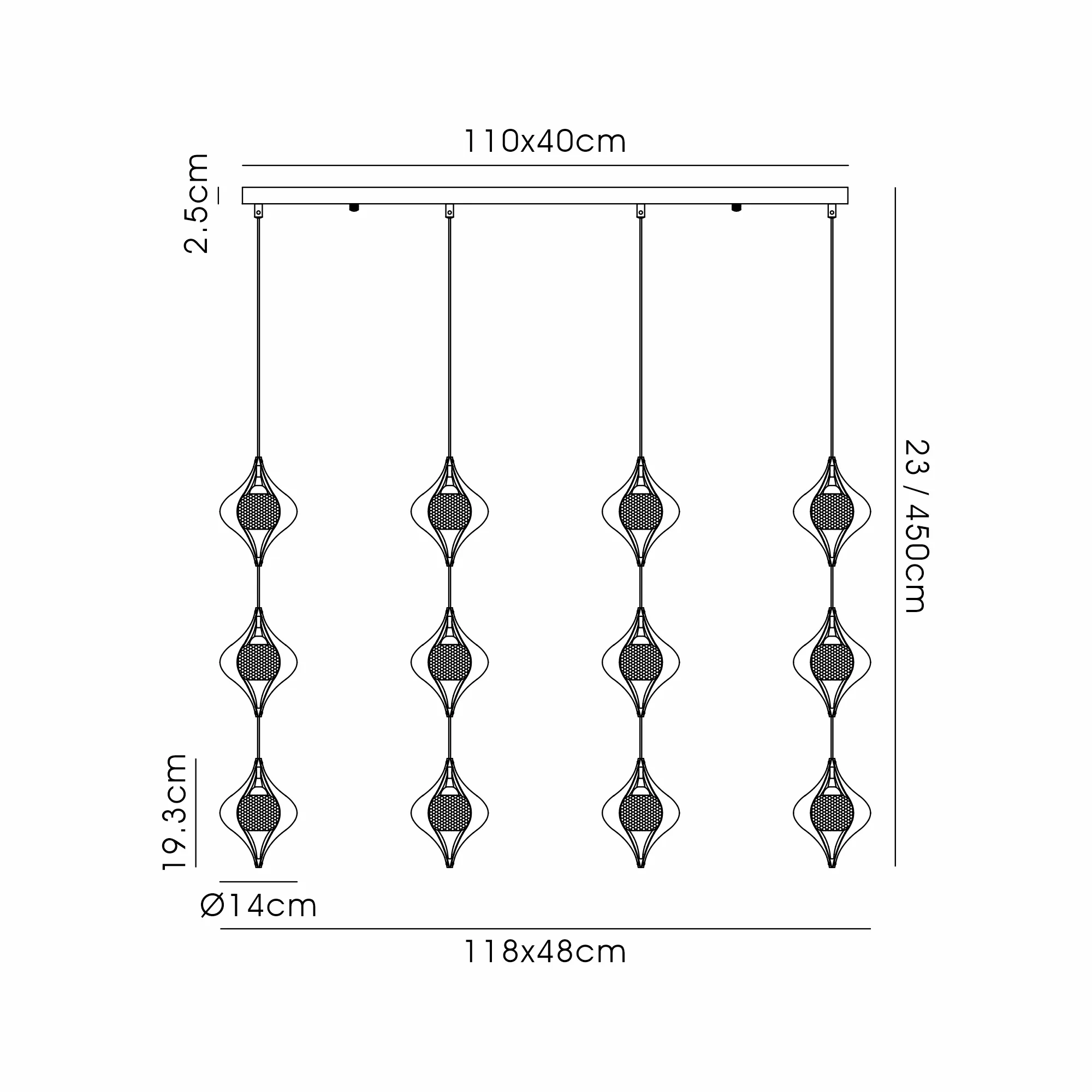 Amano Linear Rectangle Pendant, 12 Light Adjustable G9, Polished Chrome/Crystal IL31861CH  Diyas Amano